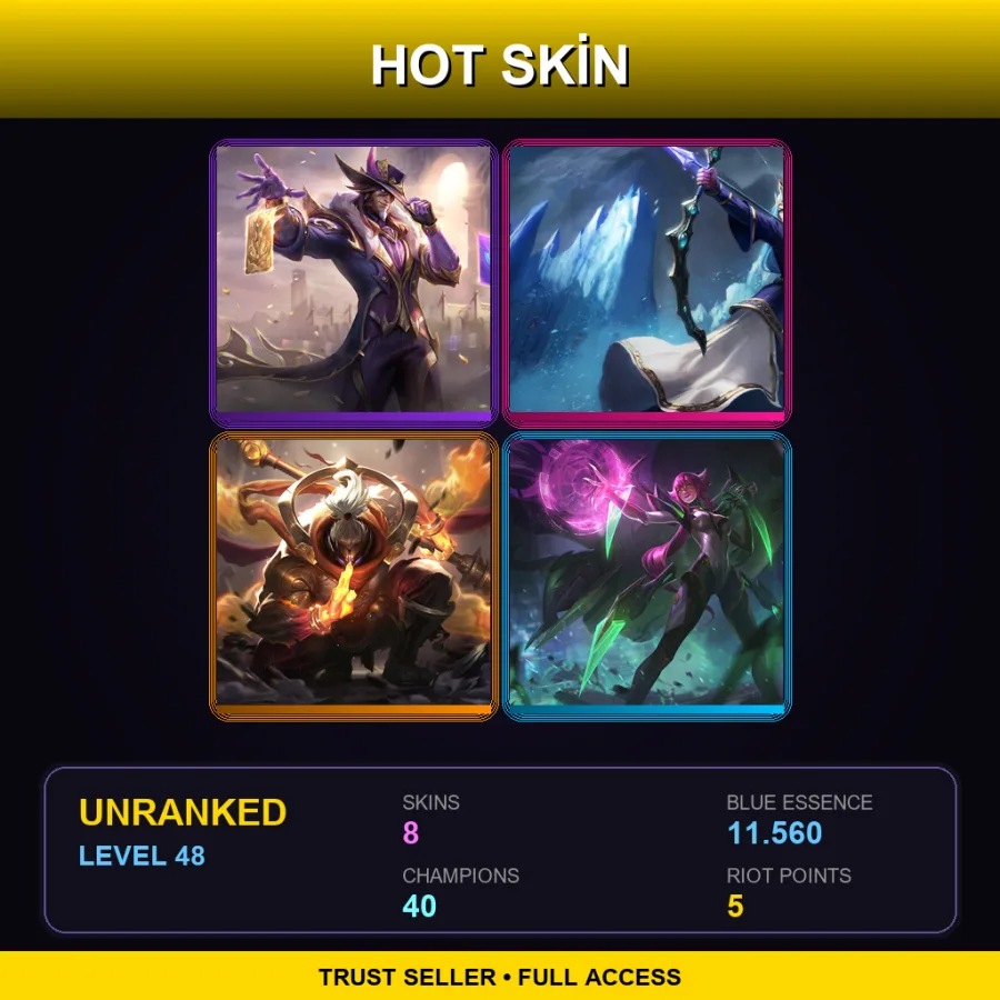 VN | Lv48 | Unranked | 8 Skin | 40 Champ