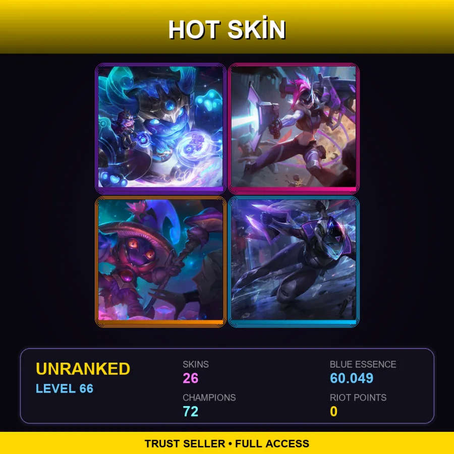 BR | Lv66 | Unranked | 26 Skin | 72 Champ — LoL account