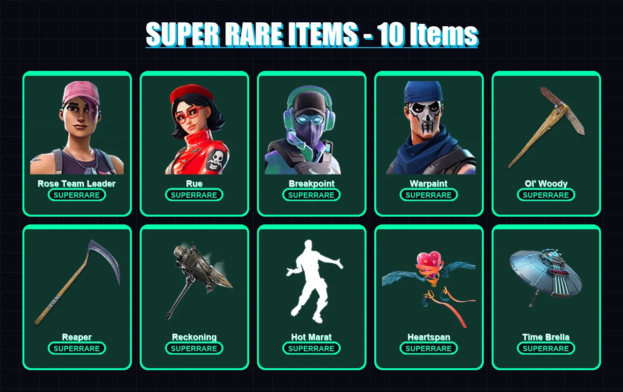 [PS4/PS5/XBOX/PC] | Rose Team Leader | Rue | Breakpoint | Warpaint | Rox | 170 skin | 186 pickaxe | 165 emote | 170 glider | Lv2102 — Fortnite account