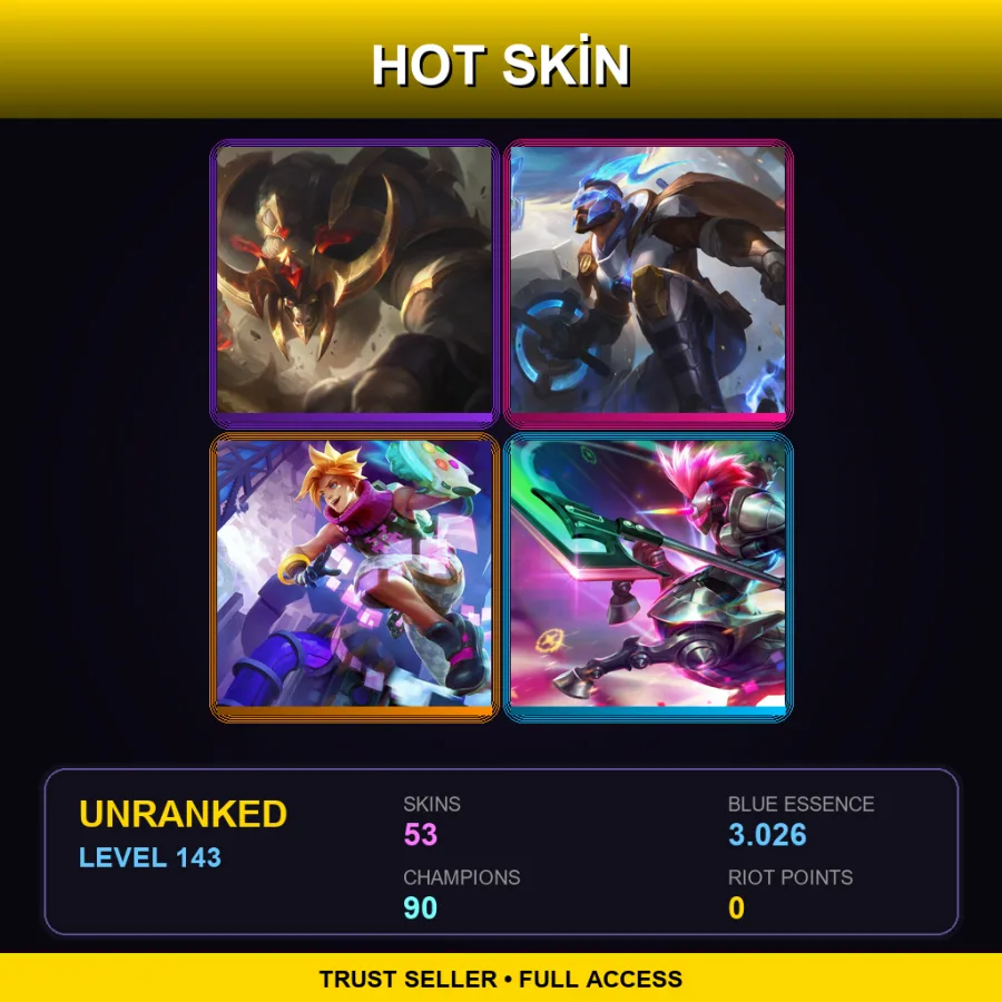 VN | Lv143 | Unranked | 53 Skin | 90 Champ — Conqueror Alistar