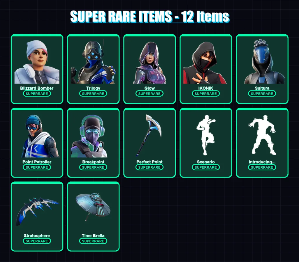 [PS4/PS5/XBOX/PC] | Blizzard Bomber | Trilogy | Glow | IKONIK | Sultura | 93 skin | 93 pickaxe | 105 emote | 93 glider | Lv1416
