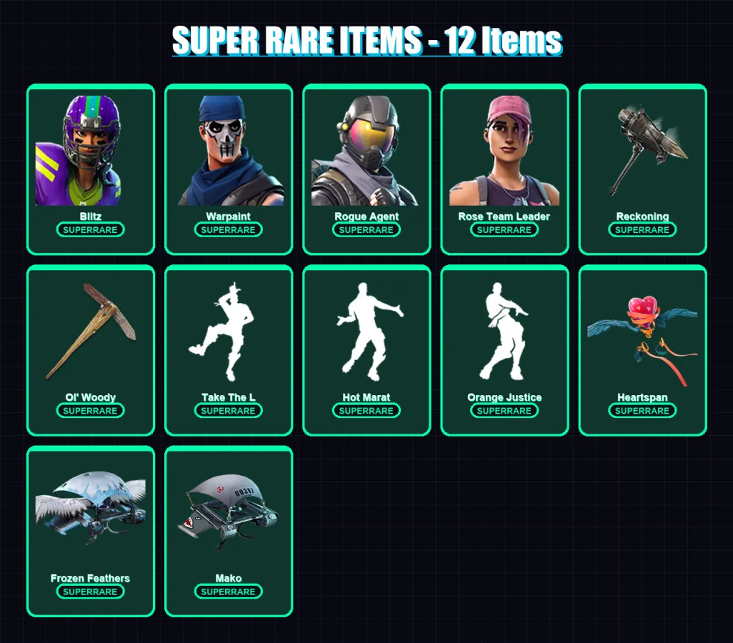 [PC/PSN] | Blitz | Warpaint | Rogue Agent | Rose Team Leader | Frozen Raven | 73 skin | 46 pickaxe | 65 emote | 45 glider | Lv434