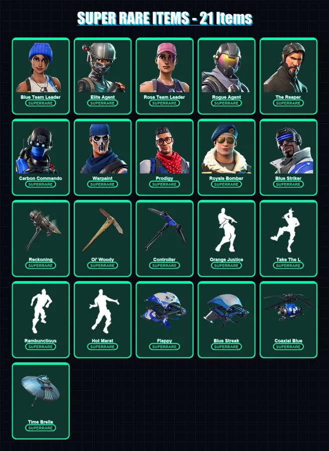 [PS4/PS5/XBOX/PC] | Blue Team Leader | Elite Agent | Rose Team Leader | 100 skin | Lv1408 — Fortnite account