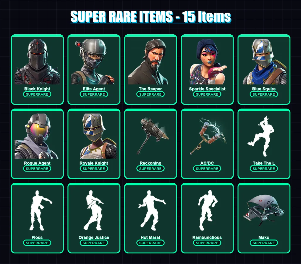 [PC/PSN] | Black Knight | Elite Agent | The Reaper | Sparkle Specialist | Blue Squire | 79 skin | 69 pickaxe | 85 emote | 64 glider | Lv1309