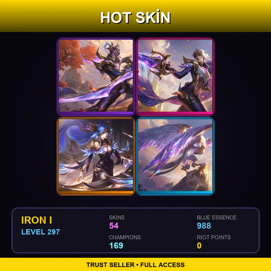 ME | Lv297 | Iron I | 54 Skin | 169 Champ — LoL account