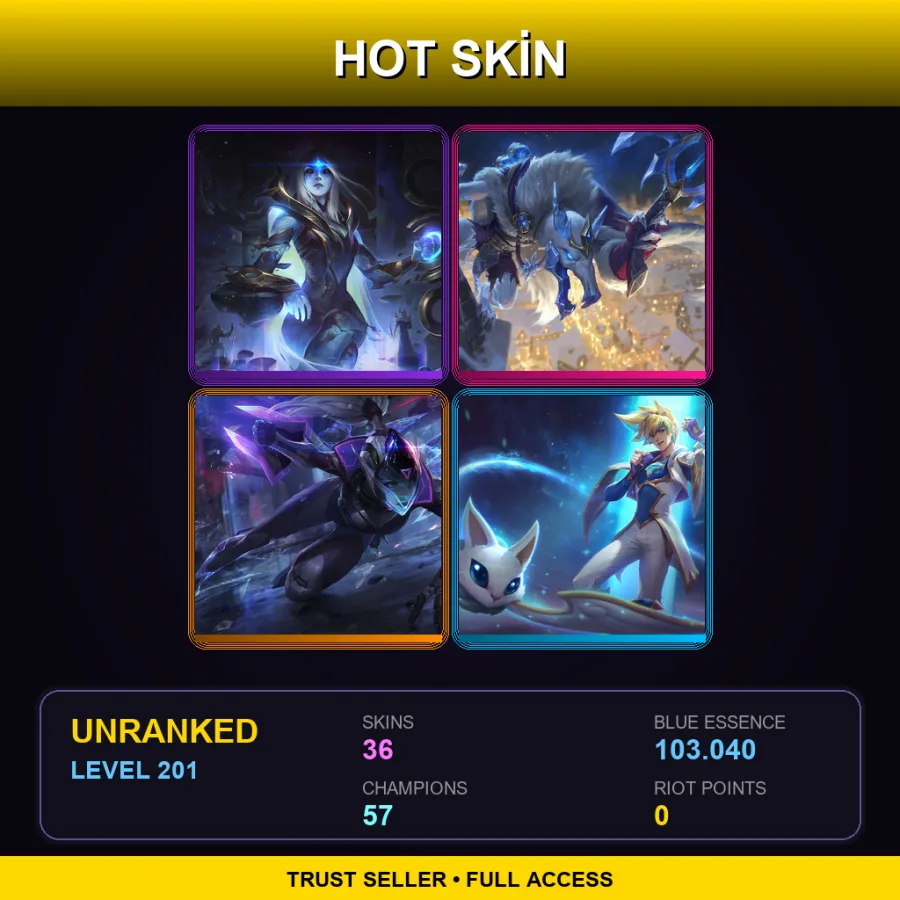 EUNE | Lv201 | Unranked | 36 Skin | 57 Champ — LoL account