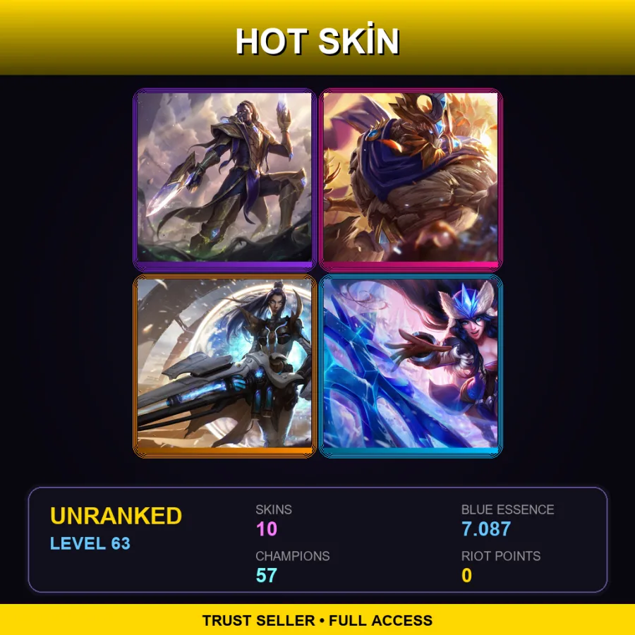 NA | Lv63 | Unranked | 10 Skin | 57 Champ — Unranked / Smurf League of Legends
