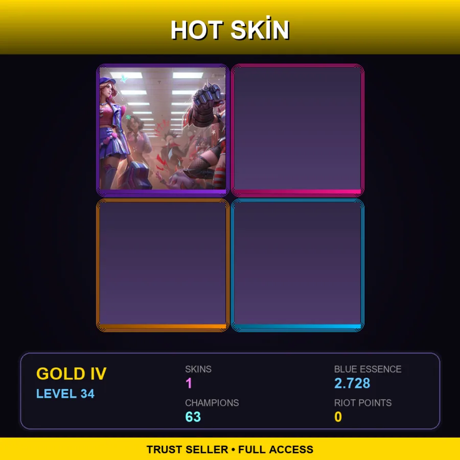 EUW | Lv34 | Gold IV | 1 Skin | 63 Champ