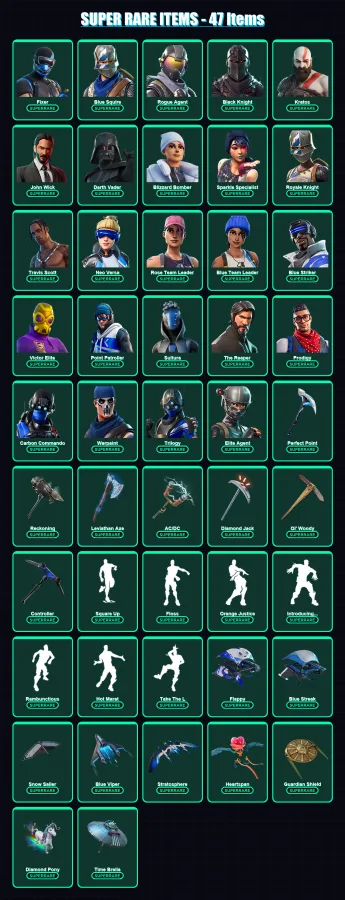 [PS4/PS5/XBOX/PC] | Fixer | Blue Squire | Rogue Agent | Black Knight | Kratos | 411 skin | 349 pickaxe | 351 emote | 289 glider | Lv4653