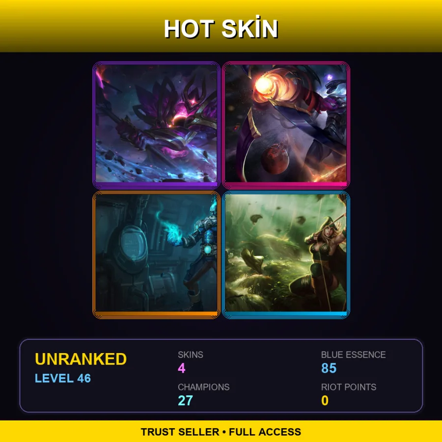 EUNE | Lv46 | Unranked | 4 Skin | 27 Champ — LoL account