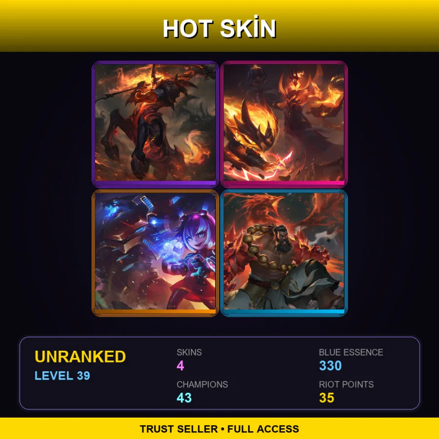 EUW | Lv39 | Unranked | 4 Skin | 43 Champ