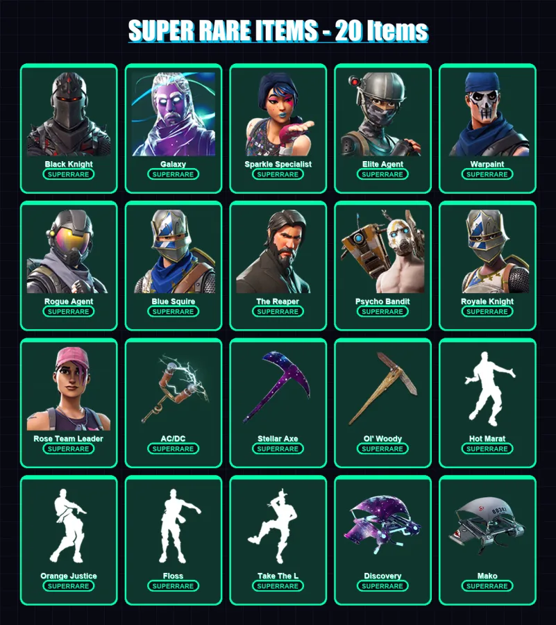 [PC/XBOX/PSN] | Black Knight | Galaxy | Sparkle Specialist | Elite Agent | Warpaint | 31 skin | 32 pickaxe | 49 emote | 43 glider | Lv676