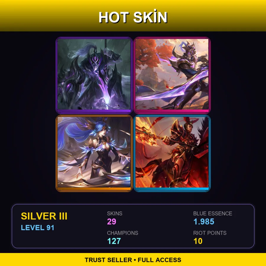 TR | Lv91 | Silver III | 29 Skin | 127 Champ