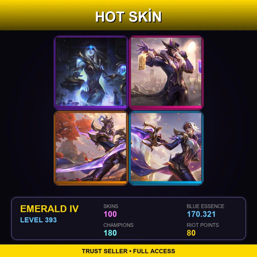 LAN | Lv393 | Emerald IV | 100 Skin | 180 Champ