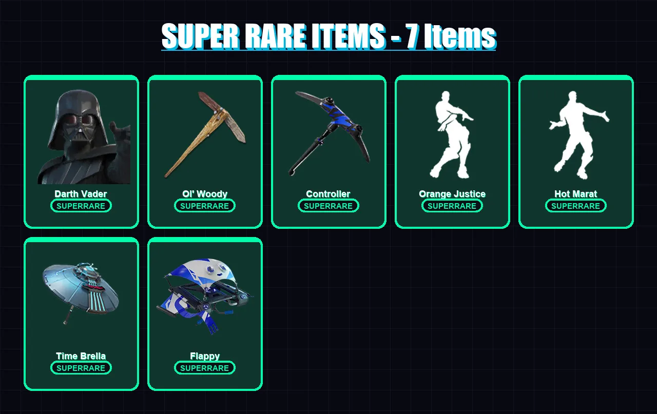 [PC] | Darth Vader | Ruin | Mandalorian | The Origin | The Imagined | 111 skin | 153 pickaxe | 120 emote | 126 glider | Lv1591
