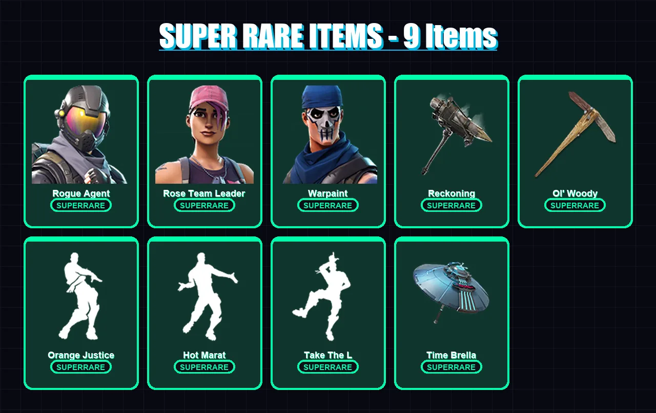 [PS4/PS5/PC] | Rogue Agent | Rose Team Leader | Warpaint | Fade | Fusion | 110 skin | 119 pickaxe | 114 emote | 116 glider | Lv1770