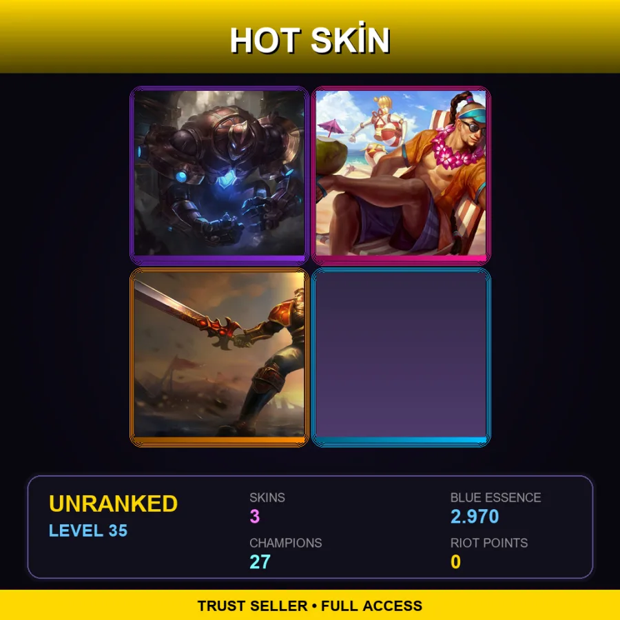LAS | Lv35 | Unranked | 3 Skin | 27 Champ — LoL account