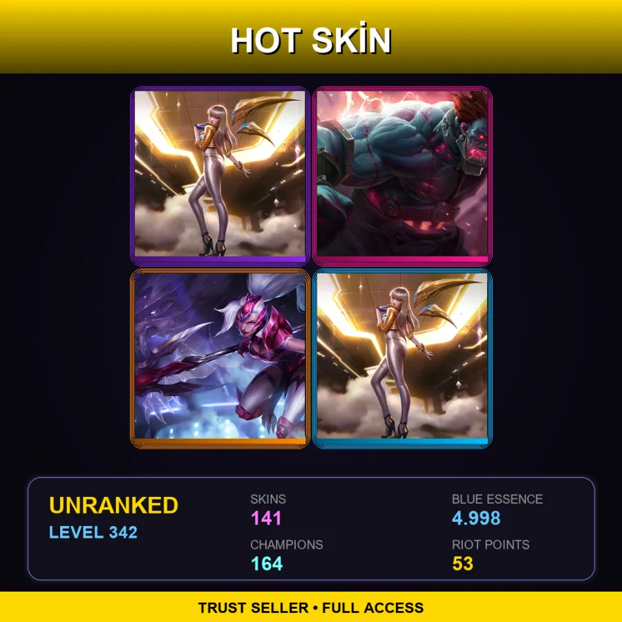 EUW | Lv342 | Unranked | 141 Skin | 164 Champ
