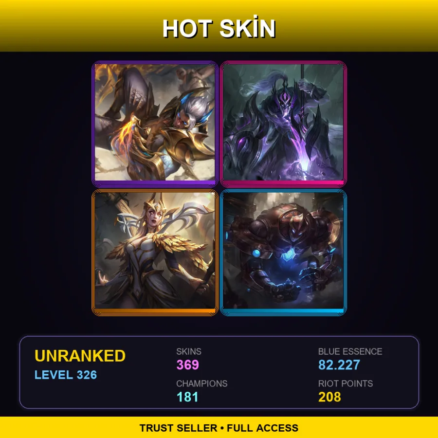 SG | Lv326 | Unranked | 369 Skin | 181 Champ