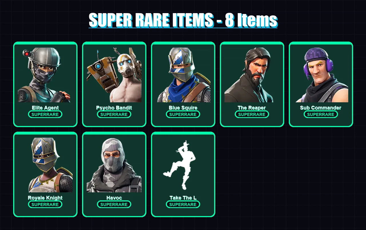 [PC/XBOX/PSN] | Elite Agent | Psycho Bandit | Blue Squire | The Reaper | Sub Commander | 11 skin | 11 pickaxe | 11 emote | 14 glider | Lv224