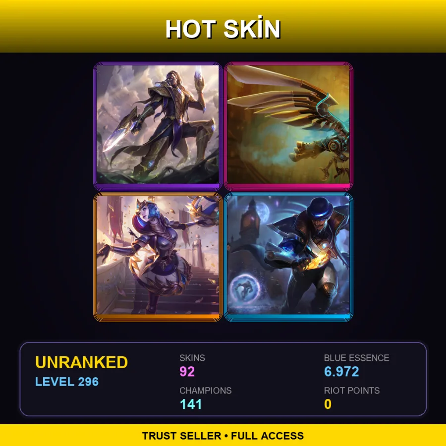 EUNE | Lv296 | Unranked | 92 Skin | 141 Champ
