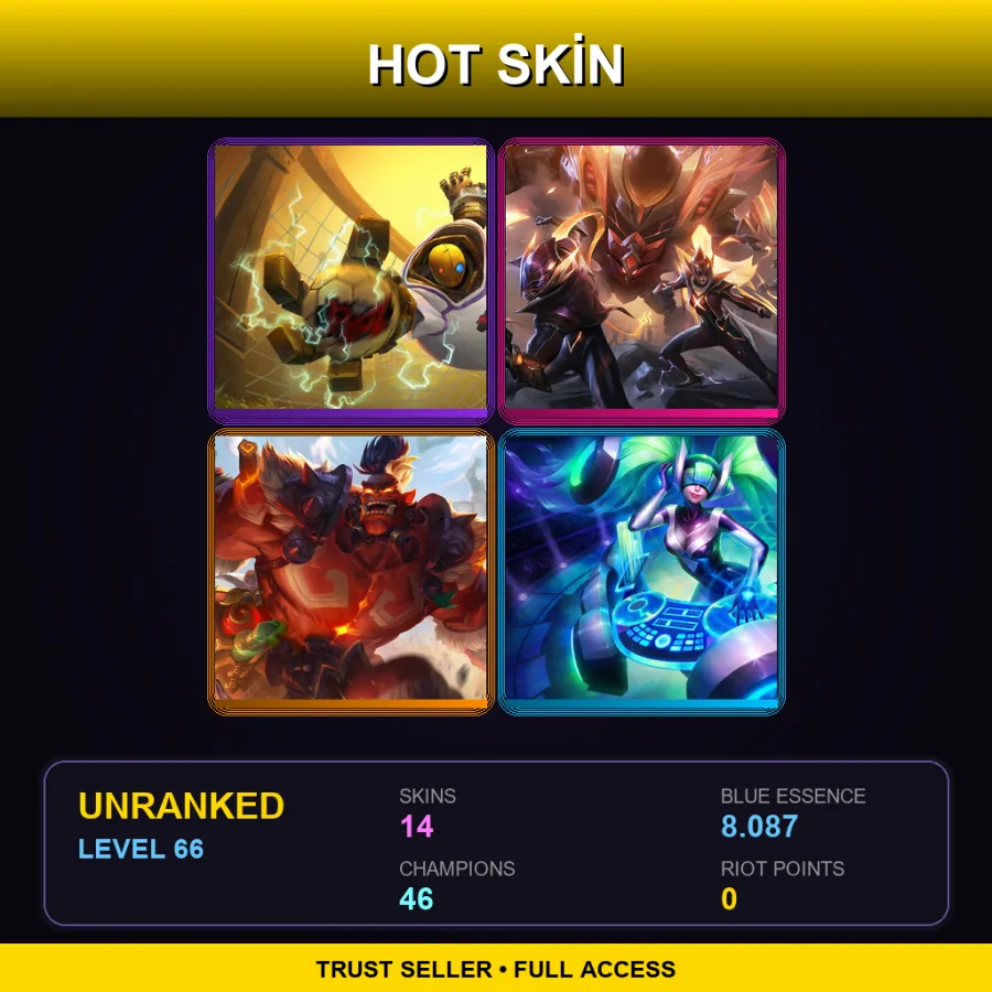 LAN | Lv66 | Unranked | 14 Skin | 46 Champ — LoL account