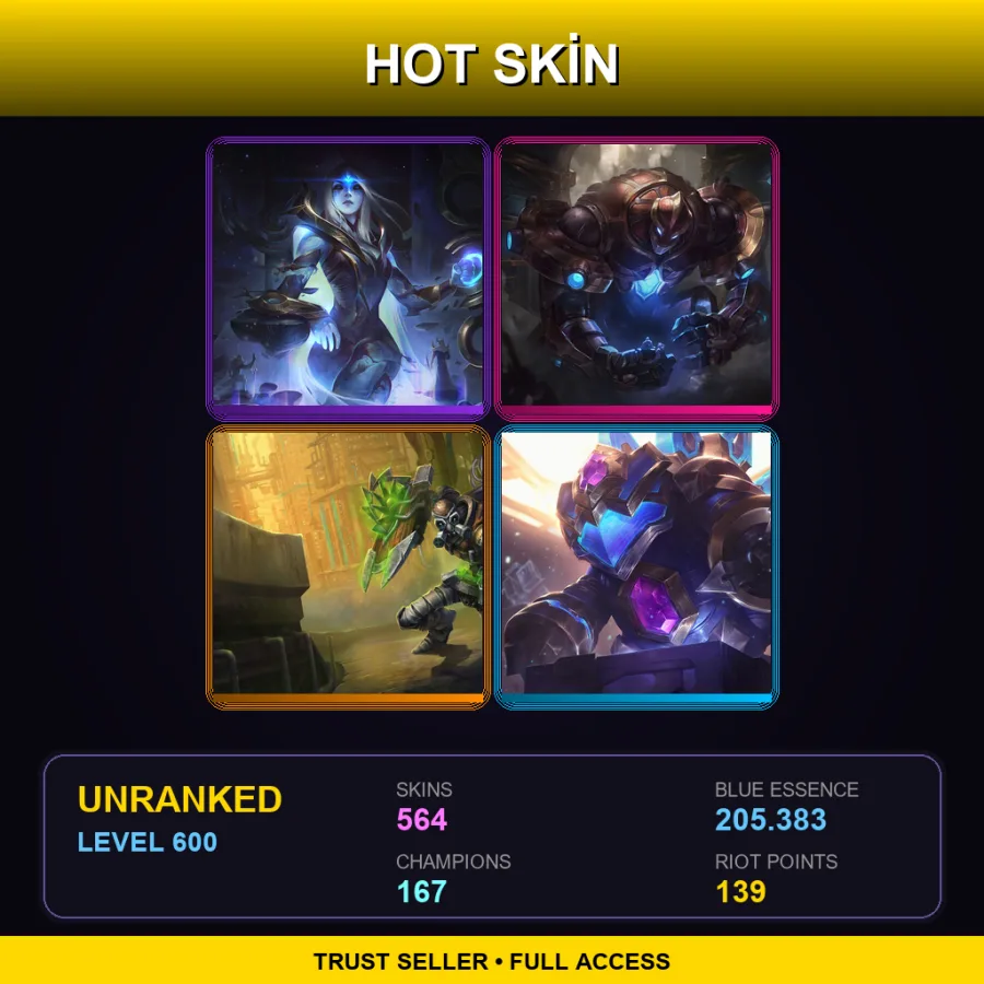EUW | Lv600 | Unranked | 564 Skin | 167 Champ