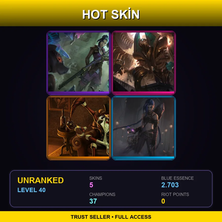 EUNE | Lv40 | Unranked | 5 Skin | 37 Champ — LoL account