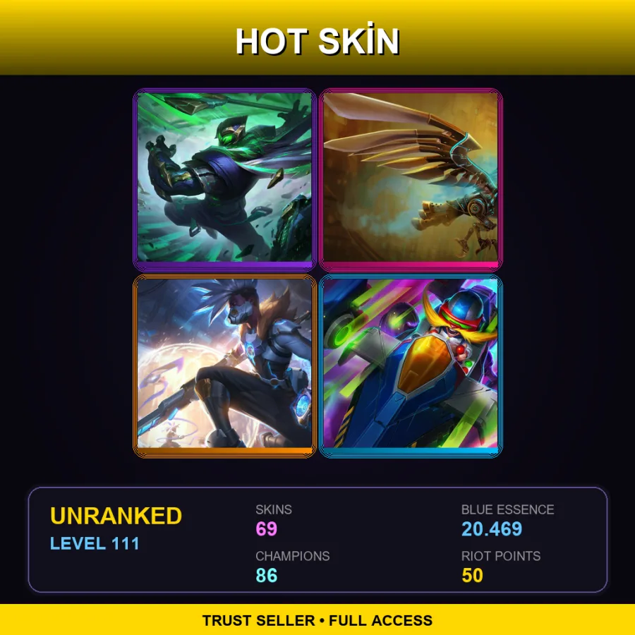 EUW | Lv111 | Unranked | 69 Skin | 86 Champ