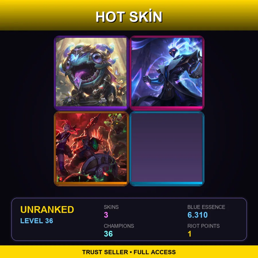 EUW | Lv36 | Unranked | 3 Skin | 36 Champ — LoL account