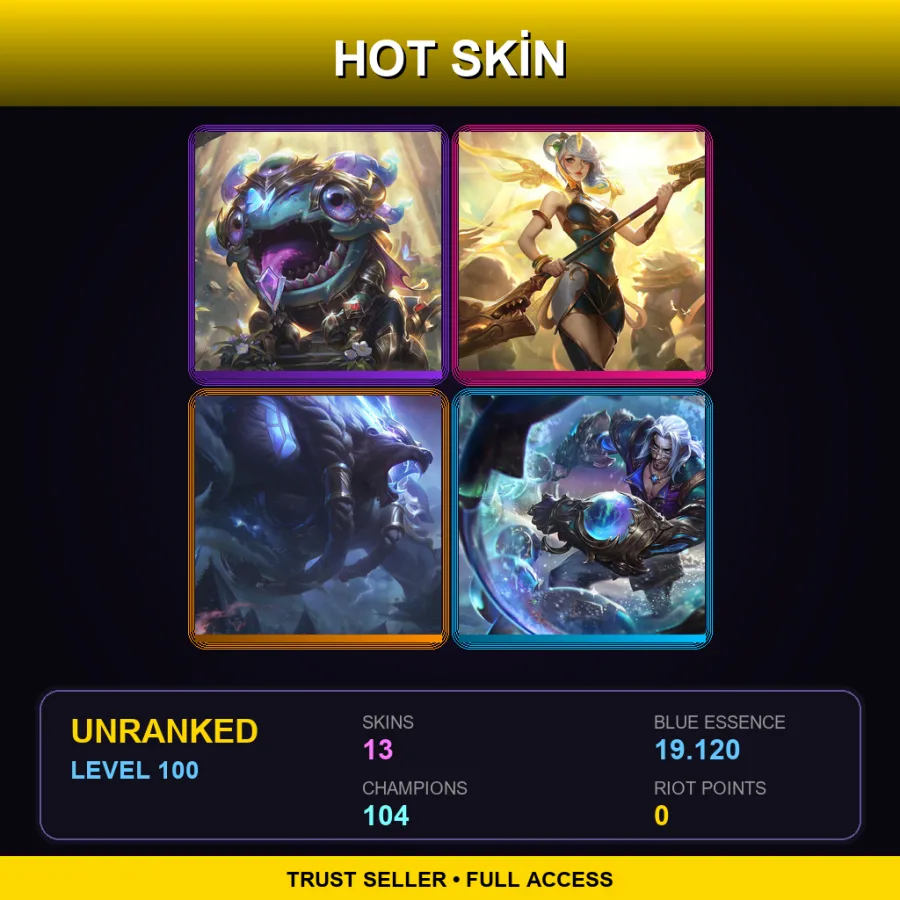 SG | Lv100 | Unranked | 13 Skin | 104 Champ