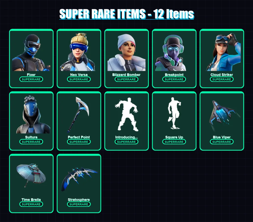 [PC/XBOX] | Fixer | Neo Versa | Blizzard Bomber | Breakpoint | Cloud Striker | 42 skin | 74 pickaxe | 55 emote | 65 glider | Lv1492