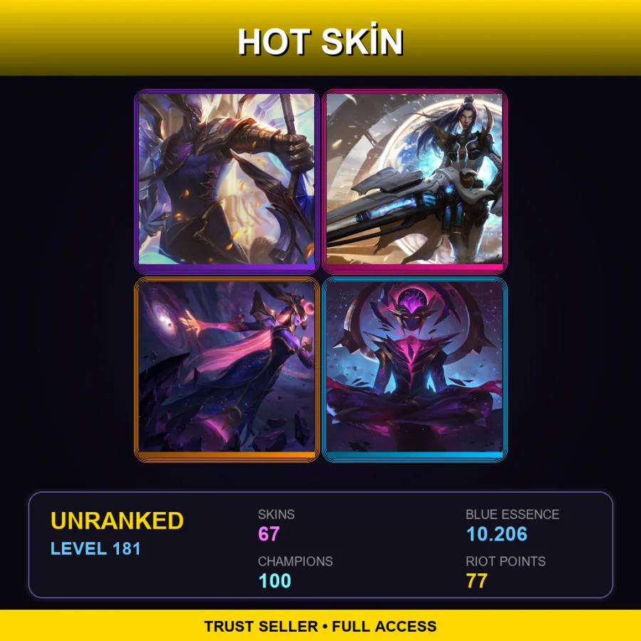 TR | Lv181 | Unranked | 67 Skin | 100 Champ