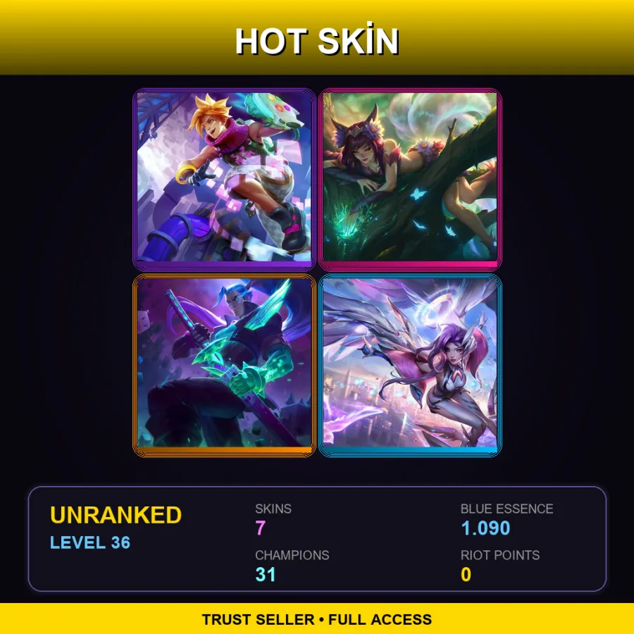 EUNE | Lv36 | Unranked | 7 Skin | 31 Champ — LoL account
