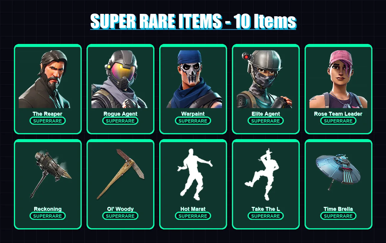 [PC/XBOX/PSN] | The Reaper | Rogue Agent | Warpaint | Elite Agent | Rose Team Leader | 26 skin | 32 pickaxe | 39 emote | 39 glider | Lv505