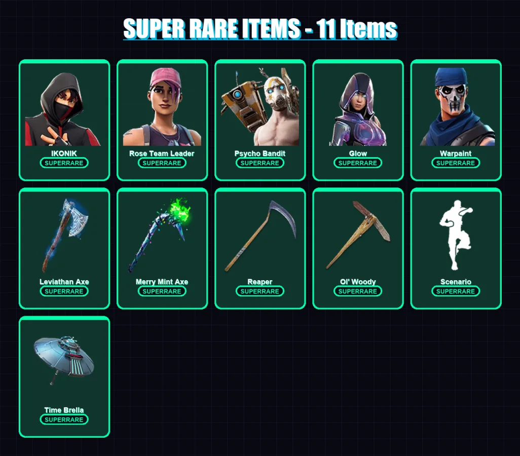 [PC/XBOX/PSN] | IKONIK | Rose Team Leader | Psycho Bandit | Glow | Warpaint | 101 skin | 114 pickaxe | 84 emote | 104 glider | Lv1546 — Fortnite account