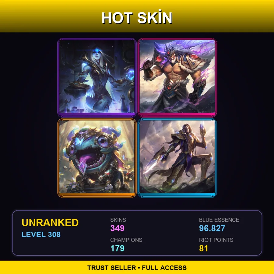 EUW | Lv308 | Unranked | 349 Skin | 179 Champ