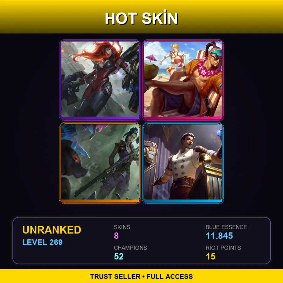 EUNE | Lv269 | Unranked | 8 Skin | 52 Champ — Woad Ashe