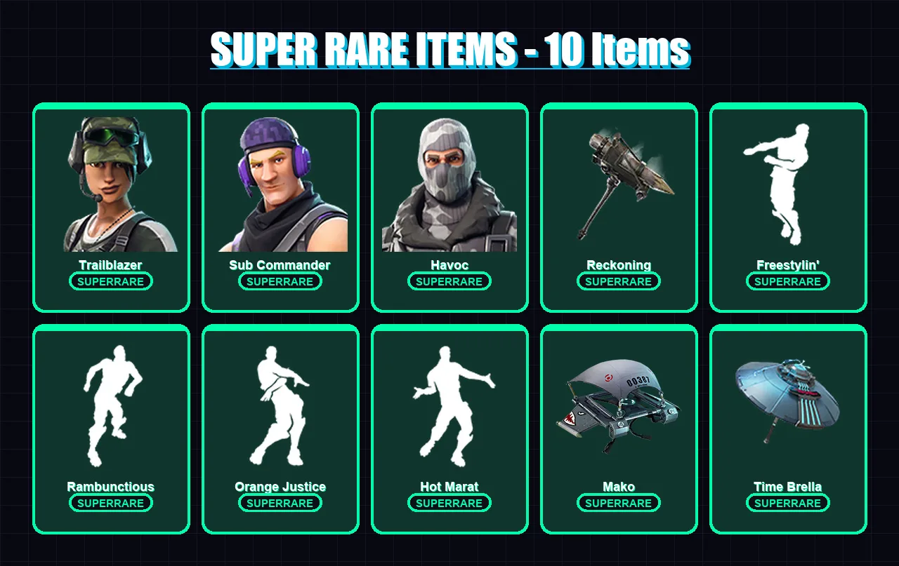 [PC/XBOX/PSN] | Trailblazer | Sub Commander | Havoc | Drift | Blackheart | 83 skin | 104 pickaxe | 104 emote | 108 glider | Lv2218