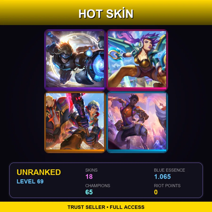 EUNE | Lv69 | Unranked | 18 Skin | 65 Champ — LoL account