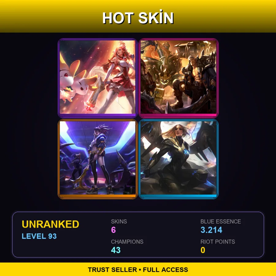 OCE | Lv93 | Unranked | 6 Skin | 43 Champ