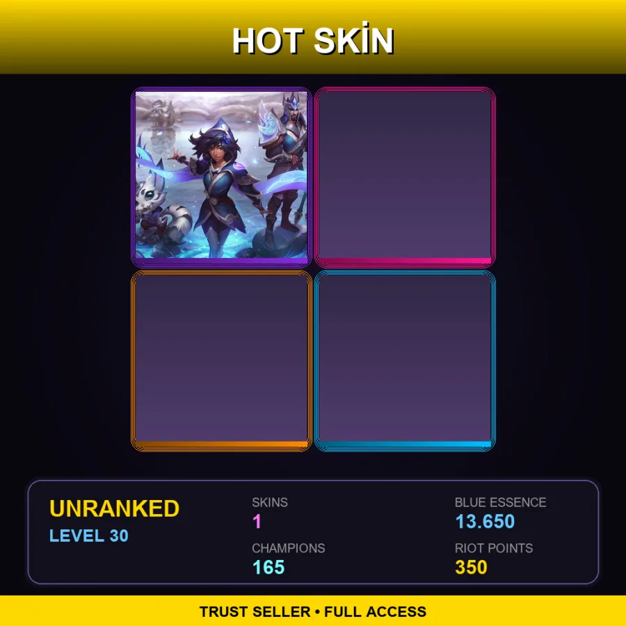 EUW | Lv30 | Unranked | 1 Skin | 165 Champ — LoL account
