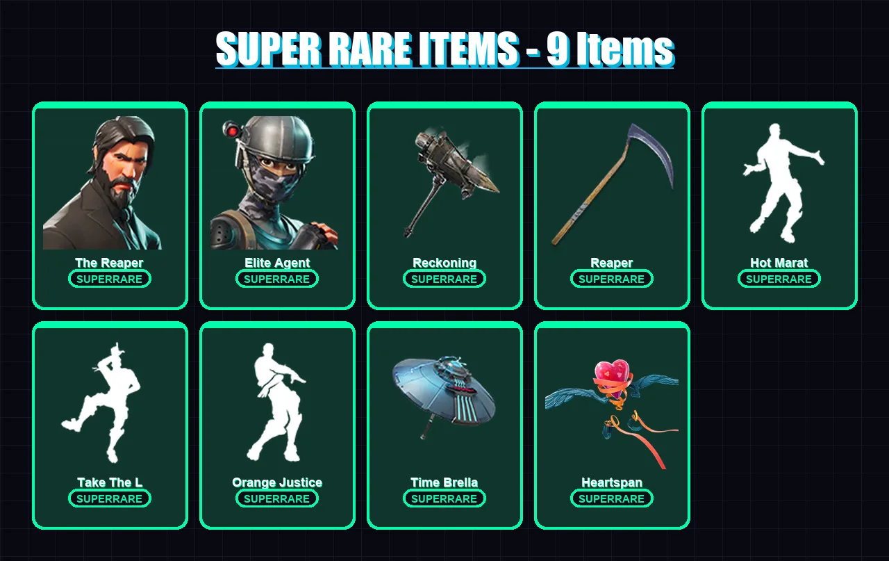 [PS4/PS5/XBOX/PC] | The Reaper | Elite Agent | Fade | Optimus Prime | The Cube Queen | 237 skin | 279 pickaxe | 224 emote | 231 glider | Lv3883