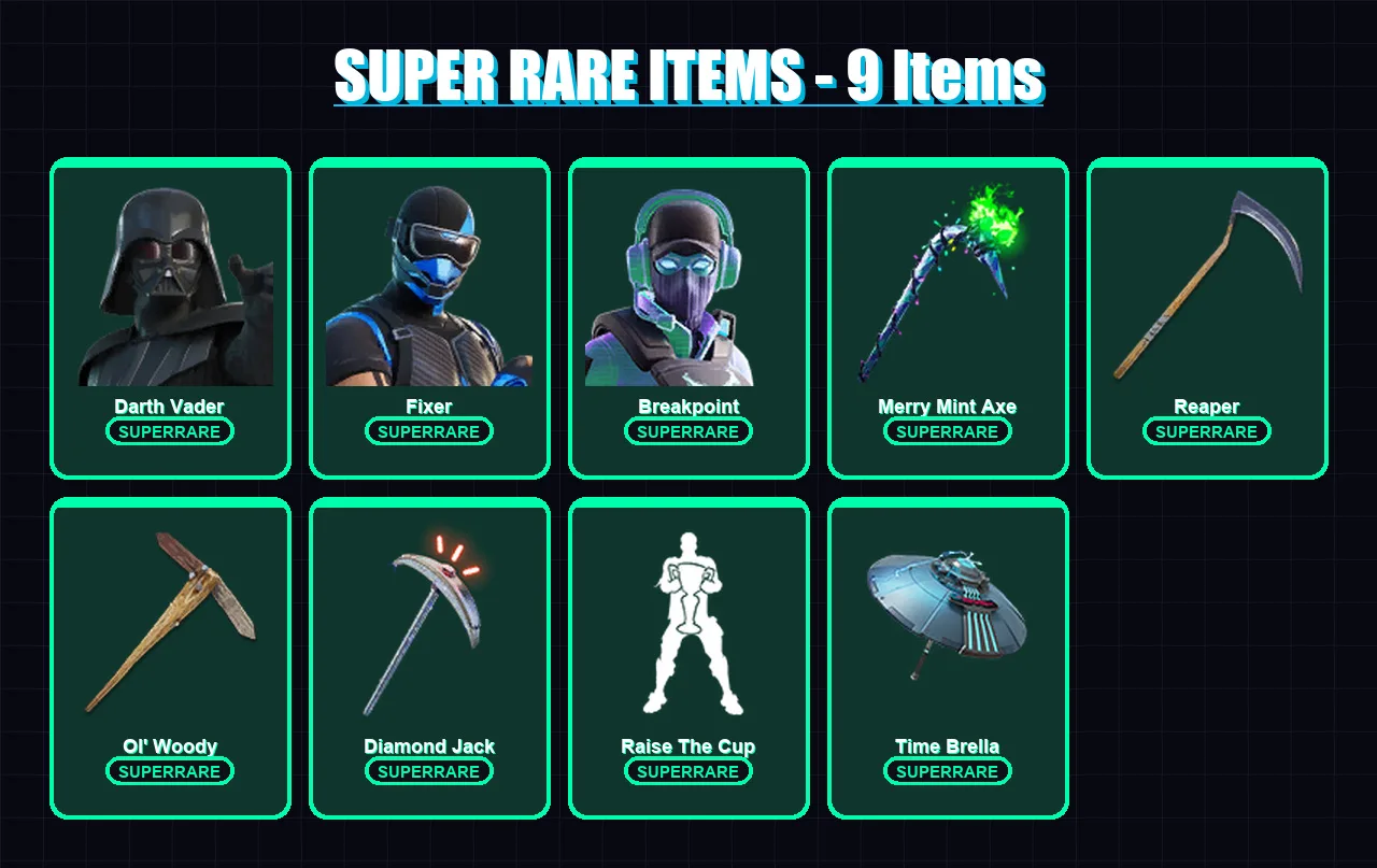 [PS4/PS5/XBOX/PC] | Darth Vader | Fixer | Breakpoint | Ultima Knight | The Imagined | 357 skin | 333 pickaxe | 191 emote | 225 glider | Lv2929