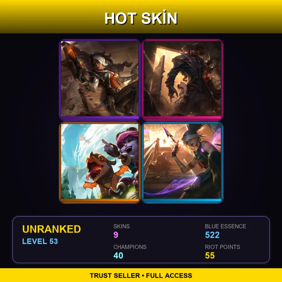 BR | Lv53 | Unranked | 9 Skin | 40 Champ — LoL account