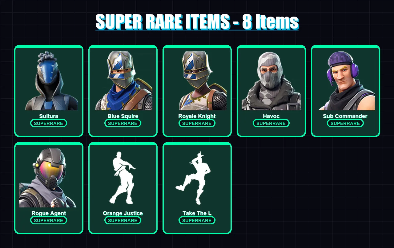 [PC/XBOX] | Sultura | Blue Squire | Royale Knight | Havoc | Sub Commander | 44 skin | 57 pickaxe | 58 emote | 50 glider | Lv1012 — Fortnite account