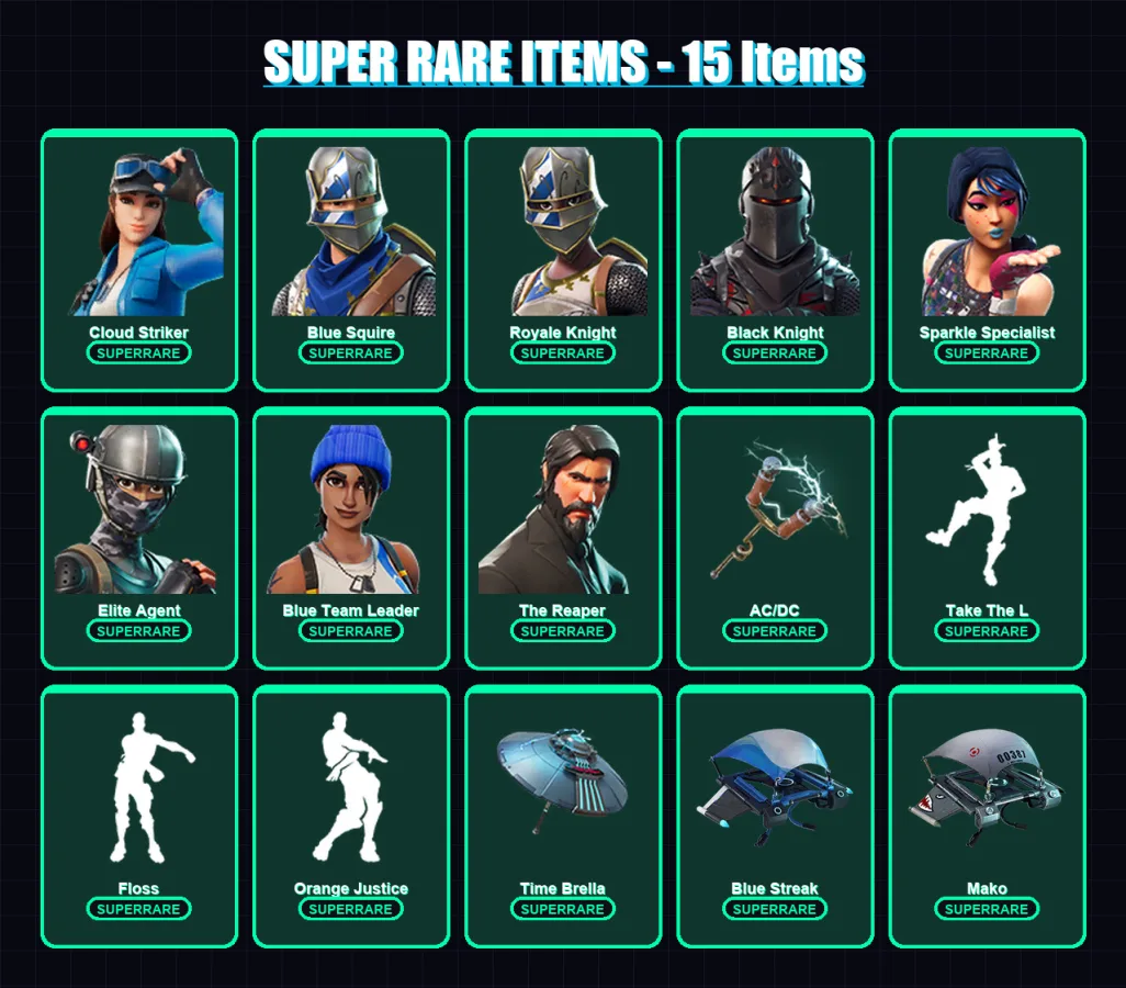 [PS4/PS5/XBOX/PC] | Cloud Striker | Blue Squire | Royale Knight | 51 skin | Lv1155