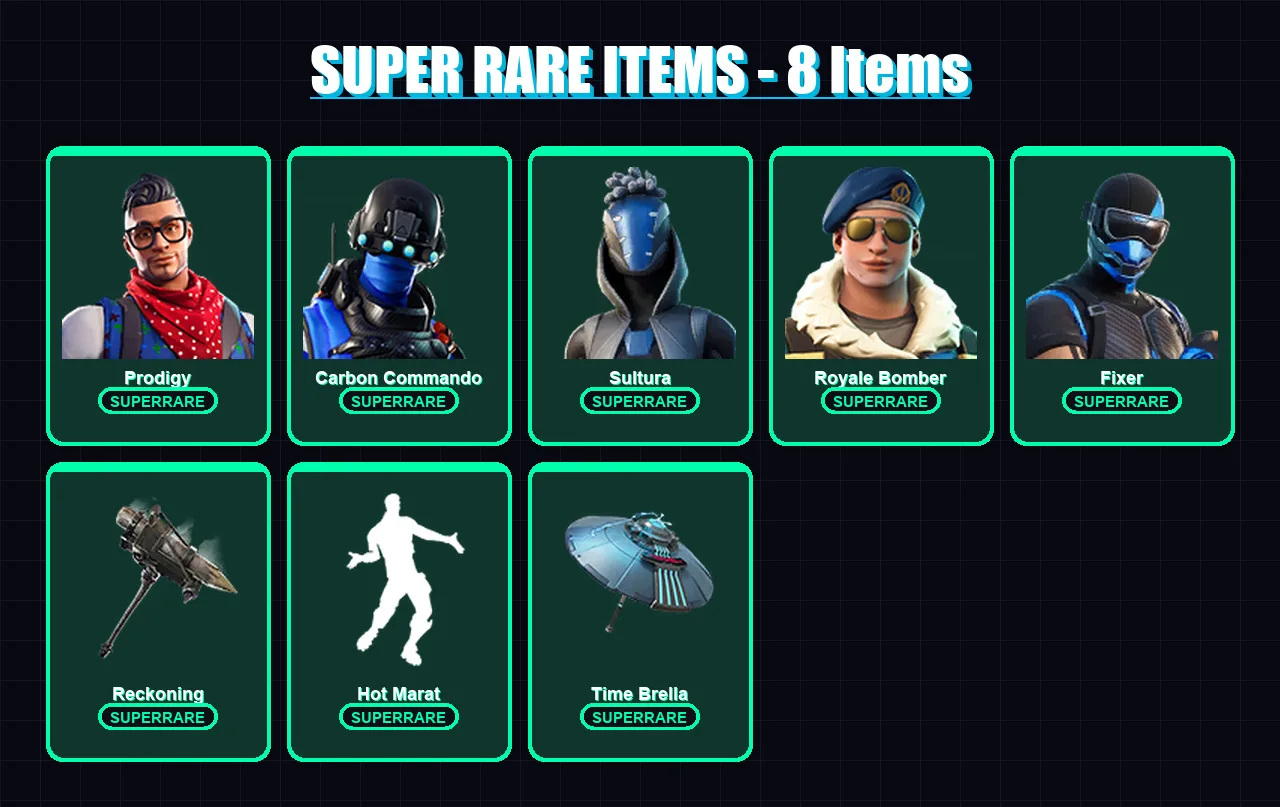 [PS4/PS5/XBOX/PC] | Prodigy | Carbon Commando | Sultura | Royale Bomber | Fixer | 46 skin | 51 pickaxe | 47 emote | 60 glider | Lv686 — Fortnite account