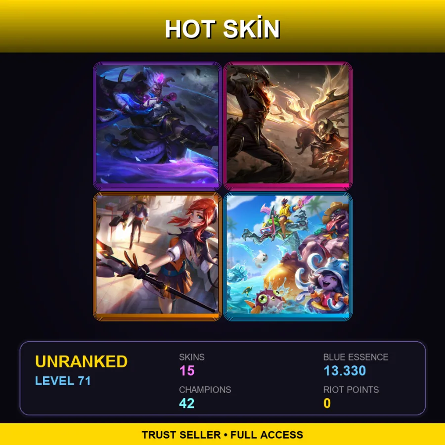 EUW | Lv71 | Unranked | 15 Skin | 42 Champ — LoL account