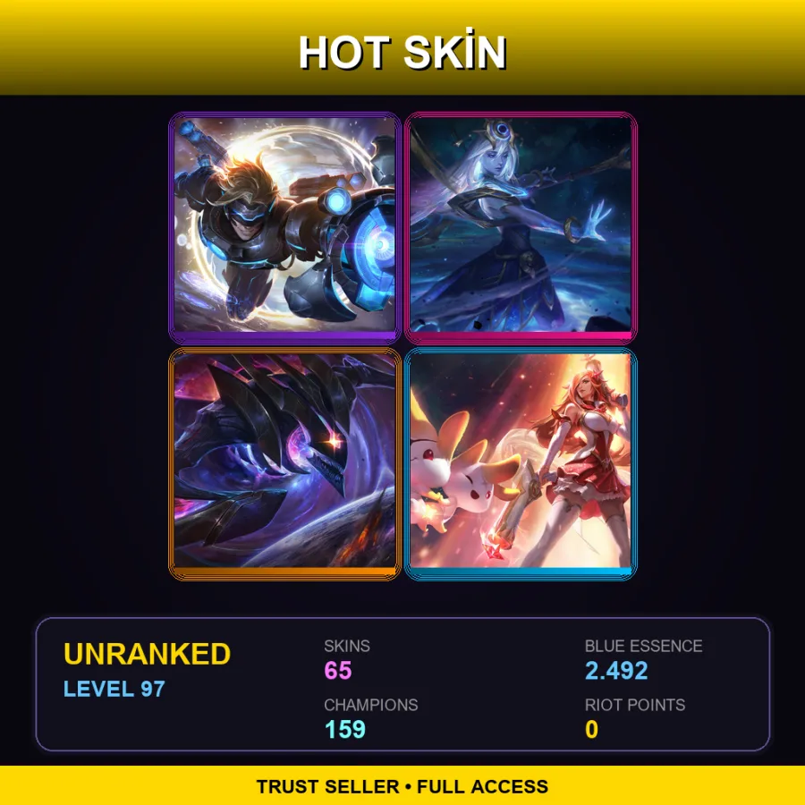 SG | Pulsefire Ezreal | Cosmic Lux | Dark Star Kha'Zix | Star Guardian Miss Fortune | 65 Skin | 159 Champ | Lv97